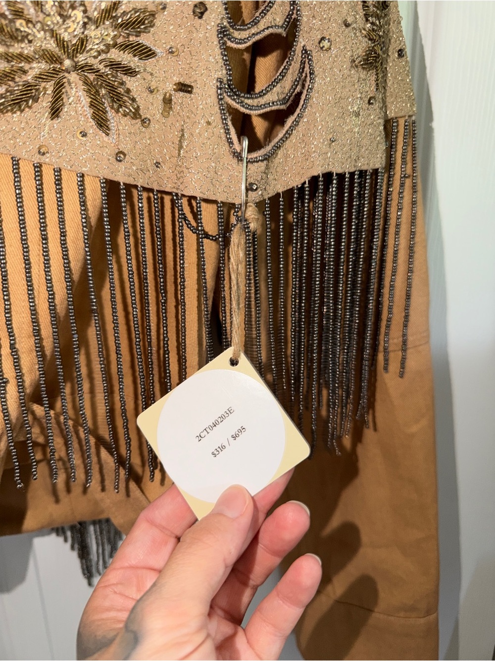 Haute Hippie Tan Fringed Leather Moto Jacket - Picture 10 of 11